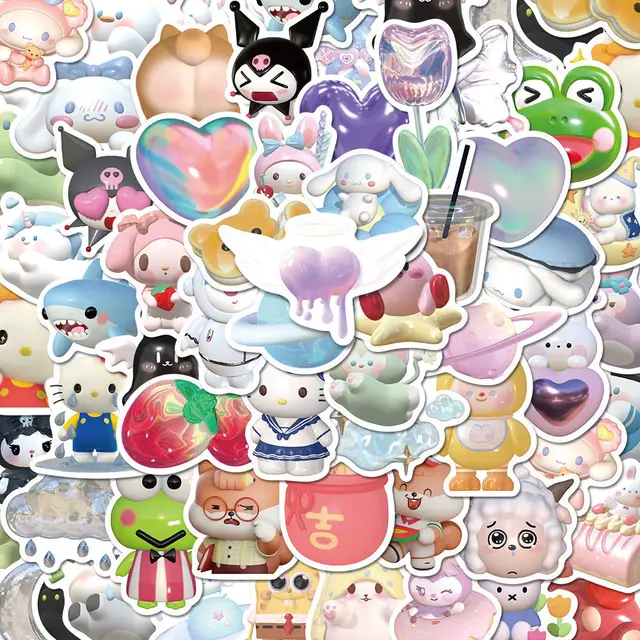 10/30/50PCS Cartoon Colorful Fantasy Animals Stickers DIY Toys