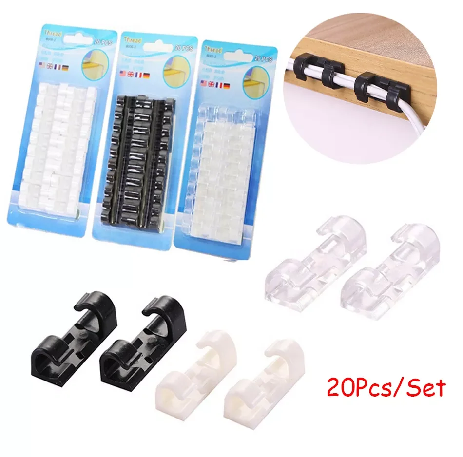 

Organizer Clips USB Cable Winder Desktop Tidy Cable Management Clips Cord Holder Wall Wire Manager Data Line Organize