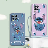stitch disney cute art phone case for oppo reno7 se 6 5 4 2 z lite pro plus 5g 4g liquid rope silicone soft tpu cover