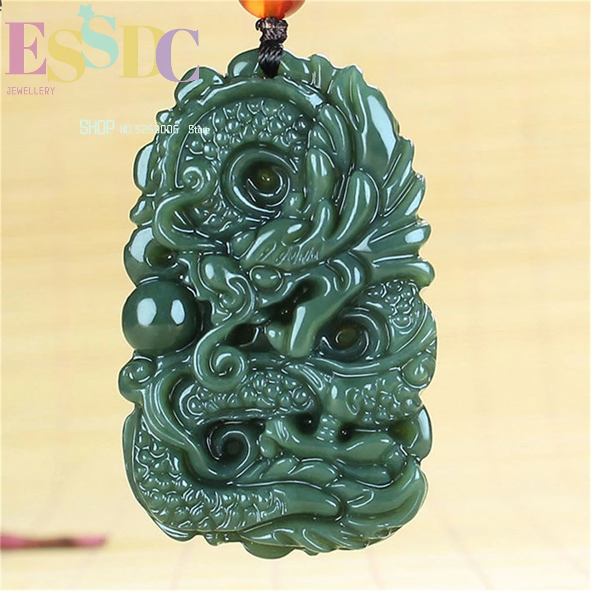 

Natural Xinjiang Hotan Jade Dragon Brand Pendant for Men and Women Green 12 Zodiac Necklace Wholesale Chinese Hand Carving