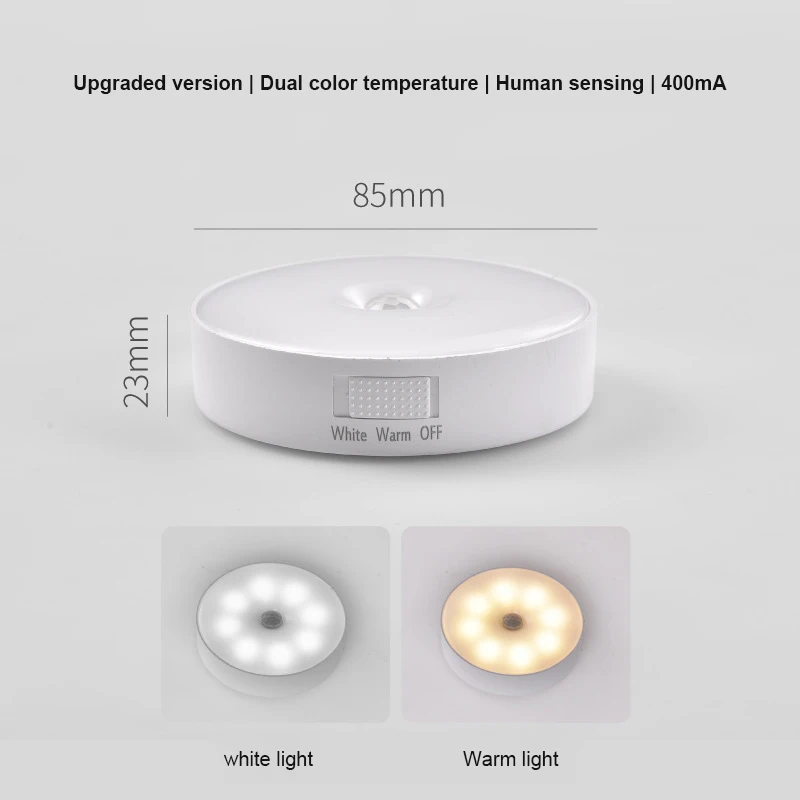 

Round Motion Sensor Night Lights USB Rechargeable Wireless LED Wall Lamp Kitchen Bedroom Decoration Cabinet Closet Wardrobe