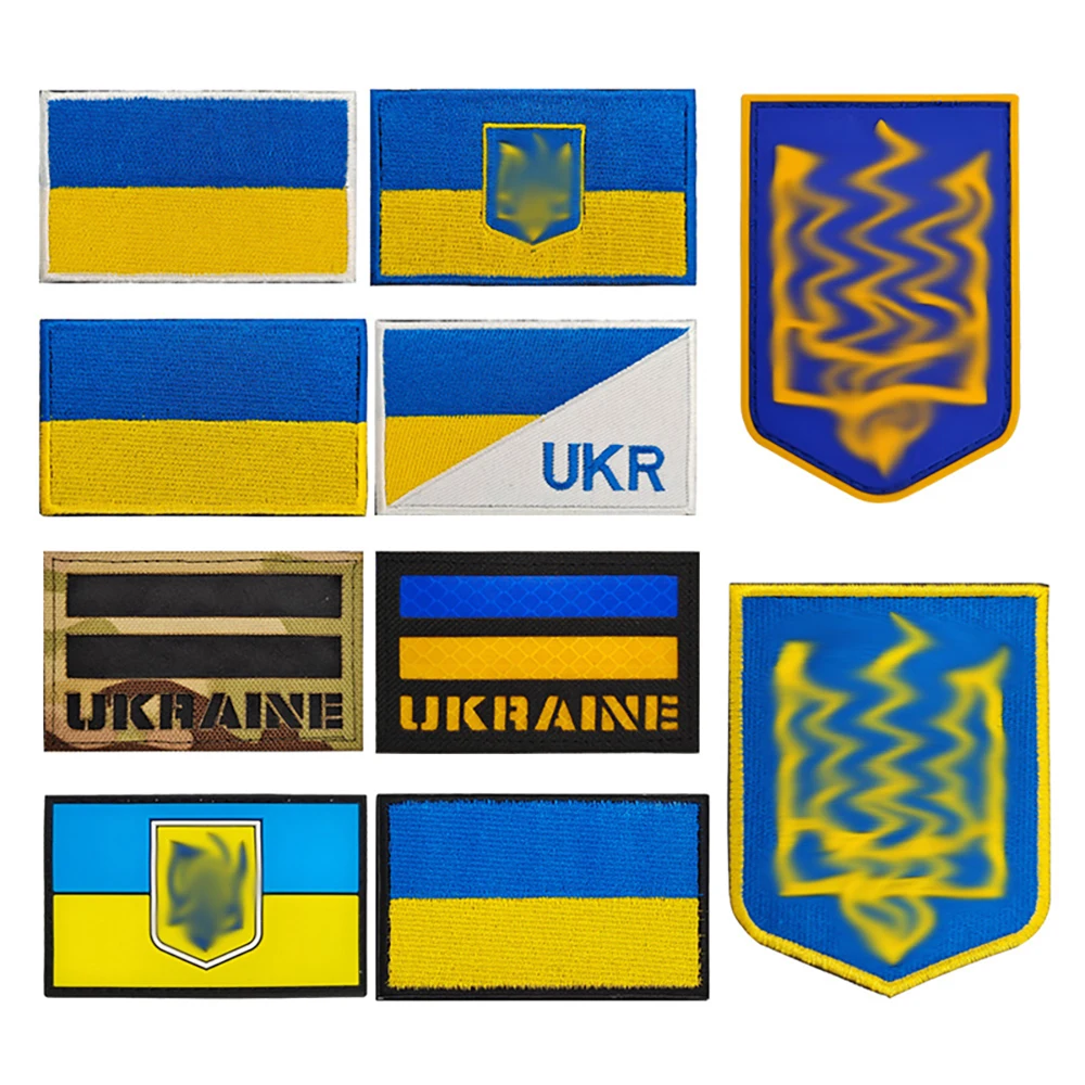 

Ukrainian Flag Embroidery Patch Hook and Loop Military Tactical Patch Morale Badge PVC Clothing Accessories Punk Cloth Sticker