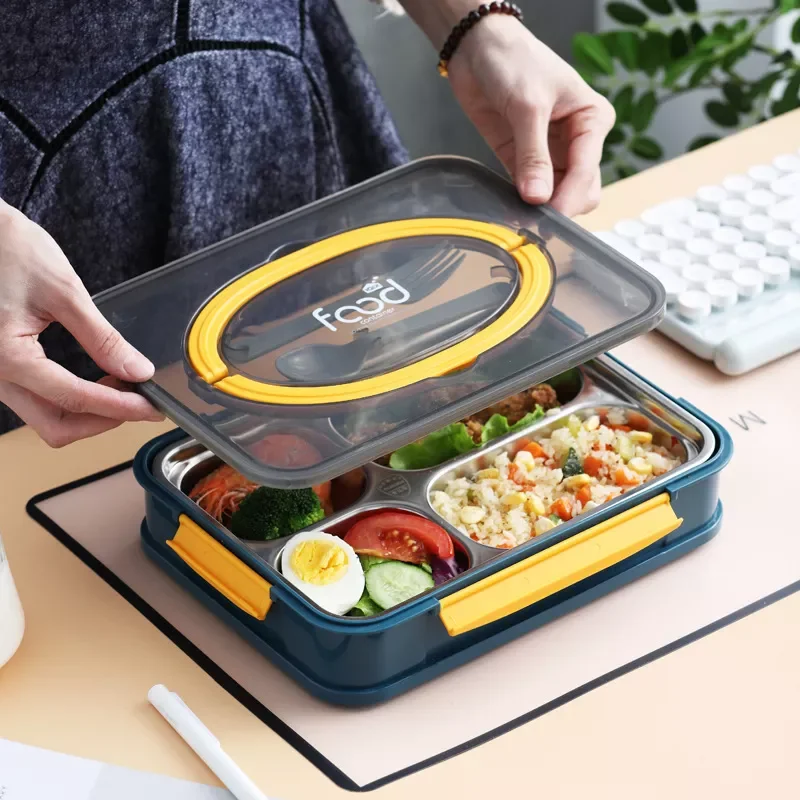 

Box Japanese Style Stainless Steel Lunch Box Food Warmer Leak-Proof Breakfast Lunch Box For Kids With Compartment Food Box
