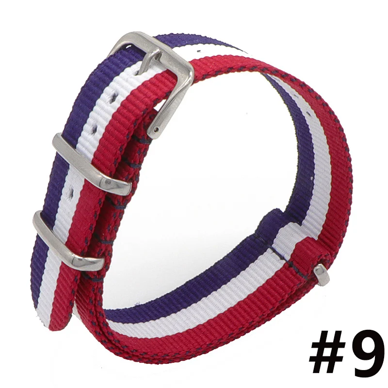 18mm 20mm 22mm Army Sports Nato Strap Fabric Nylon Watchband Buckle Belt for 007 James Bond Watch Bands Colorful Rainbow