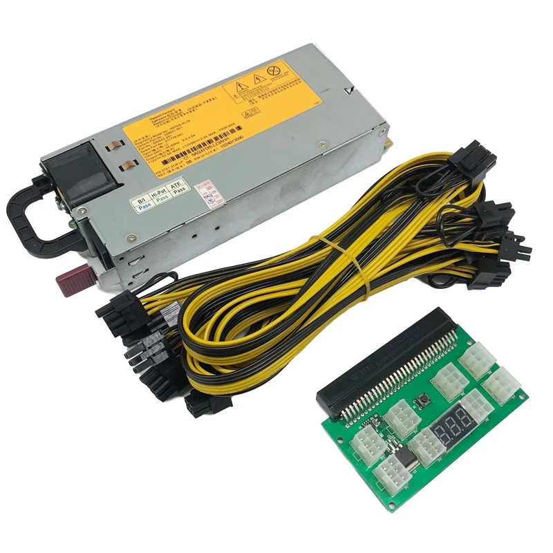 

750W Server Power Supply With Breakout Board+8 X Cable For HP DL180 360 380G6 G7 511778-001 506821-001 For GPU Mining