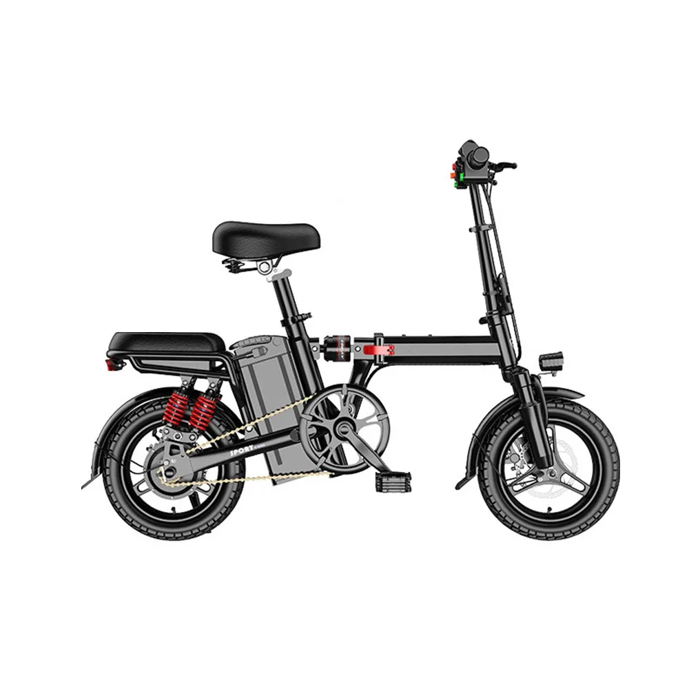 

400W Lithium Battery Electric Bicycles 14 Inches Aluminium Alloy Foldable Energy Recovery Multiple Shock Absorption Bike