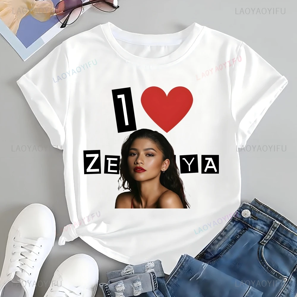 Уличная футболка с принтом певицы Zendaya топ Trend рубашка унисекс короткими рукавами