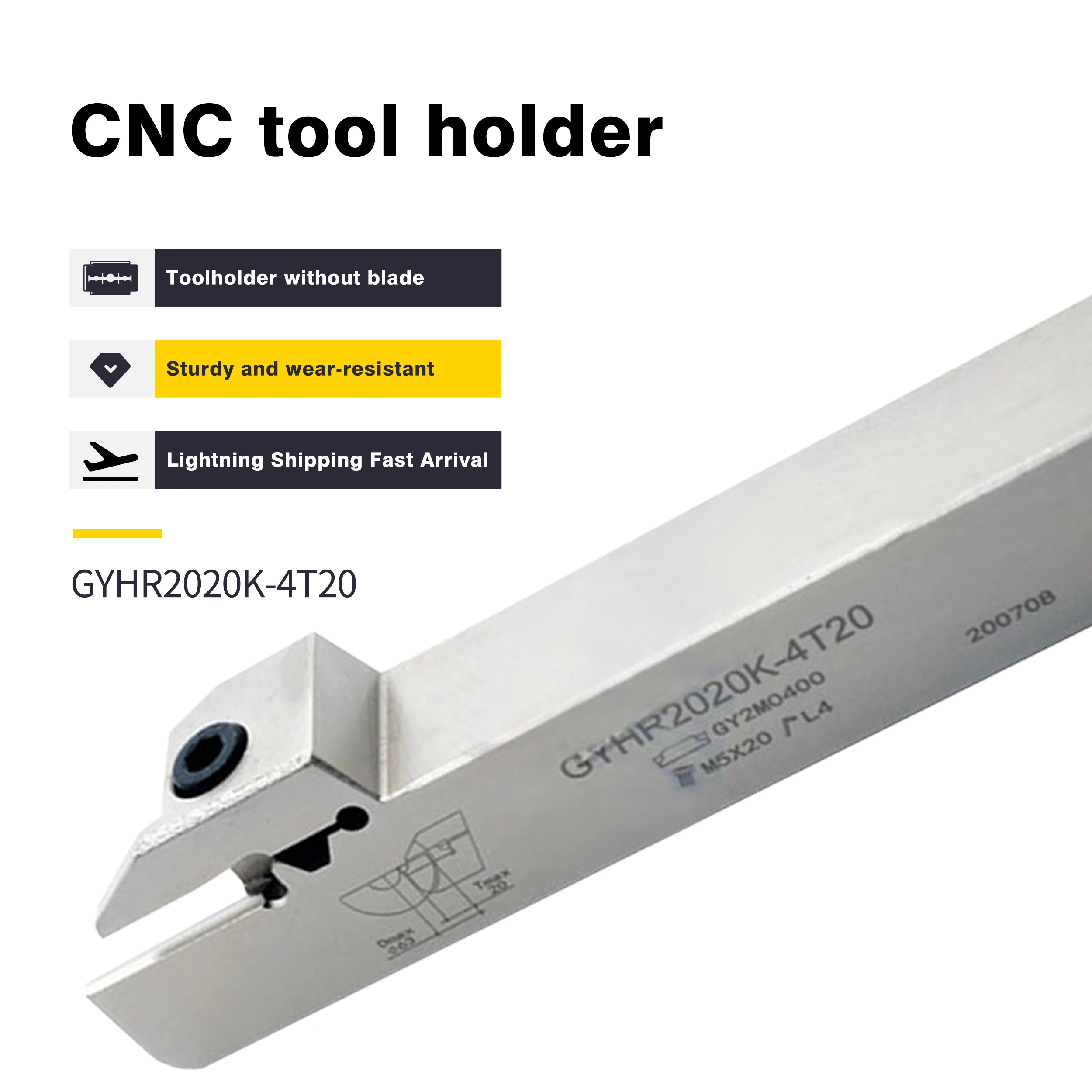 

1pc GYHR2020K-2T18 GYHR2525M-3T20 High-Speed Finishing Spring Steel Tool Holder CNC Lathe Slotting Arbor External Grooving Tools
