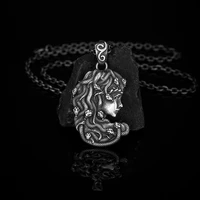gothic greek mythology snake medusa head pendant necklace men women stainless steel snake necklace chain fashion amulet jewelry