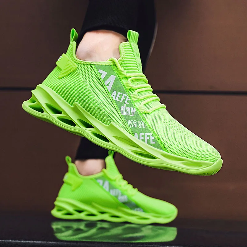 Green Running Shoes Men Ultralight Blade Sneakers Breathable Sports Shoes Male Sneakers Outdoor Athletic Shoes Men Gym Trainers