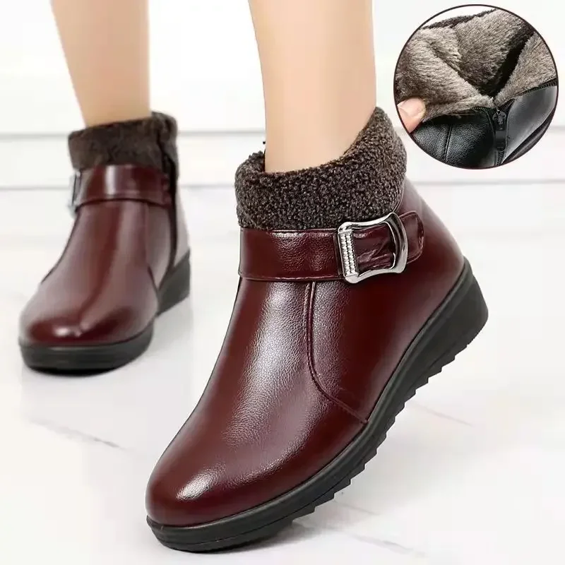 

New Women Boots Warm Plush Ladies Boots Zipper Women Shoes Soft Ankle Boots Platform Comfortable Botas Mujer Winter Shoes Female