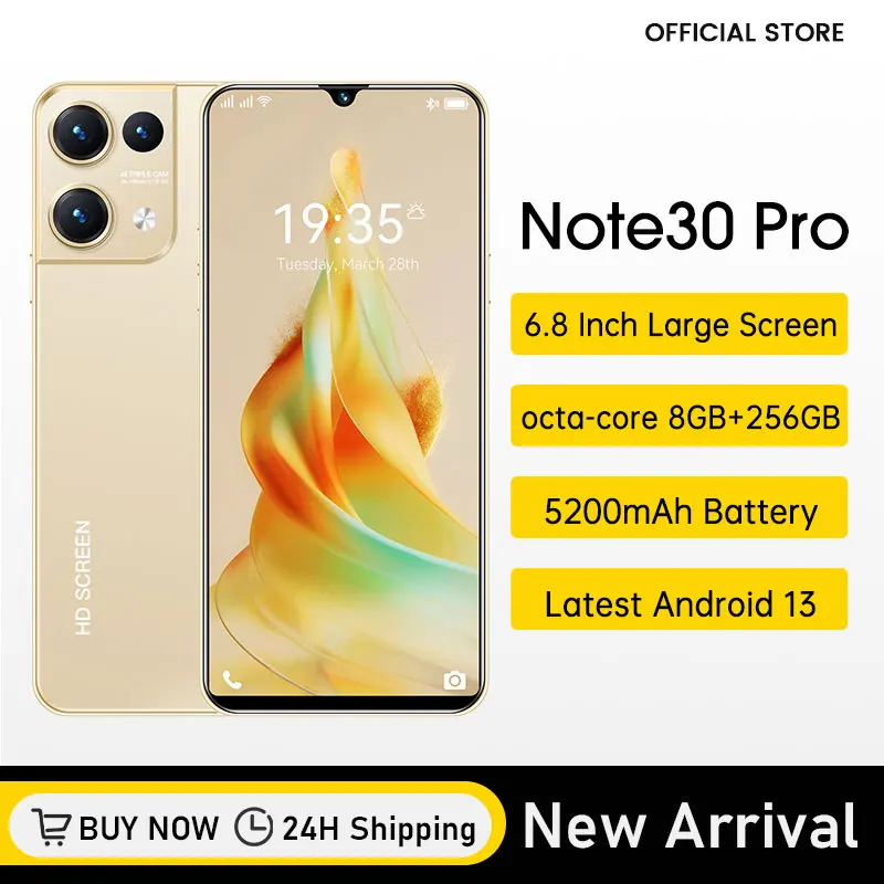 Global version Note30 Pro Cell phone original 2023 smartphone mobile phones android13 6.8inch RAM 8GB ROM 128GB 256GB celulares