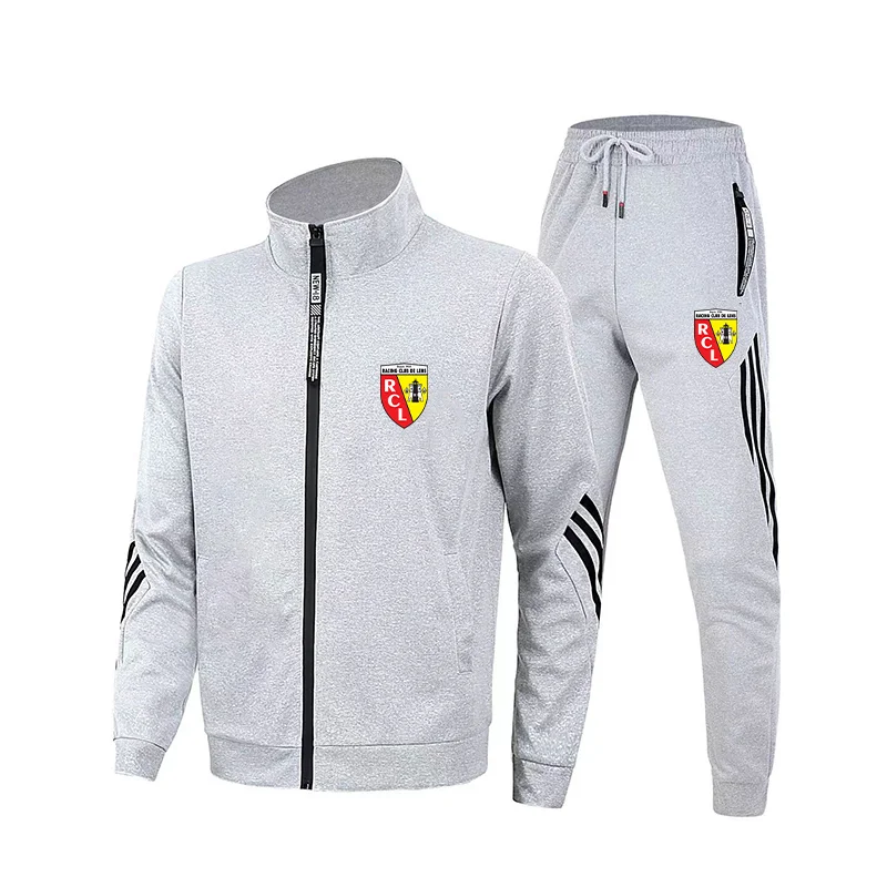 Mens Euro Club Rc Lens Hoodie Spring Autumn Cardigan Tops Zipper Jacket Clothing Casual Stand Collarr Sweatshirt+Jogging Pants