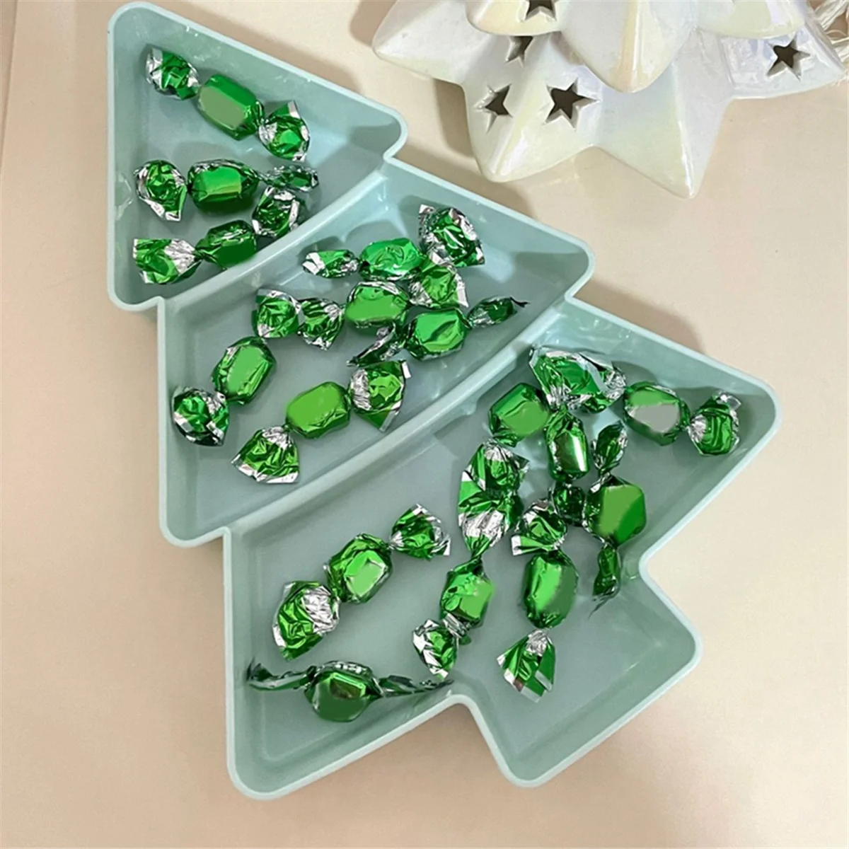 Пластиковые подносы для закусок в виде рождественской елки блюдца десертов