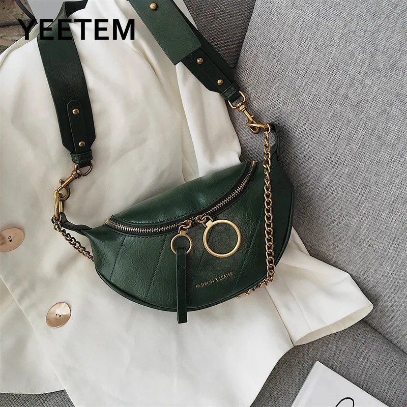 

Wine Red Chest Bag PU Fashion Women Bag 2019 New Waist Korean Fashion Chain Shoulder Slung Chest Womens Bags Handbags