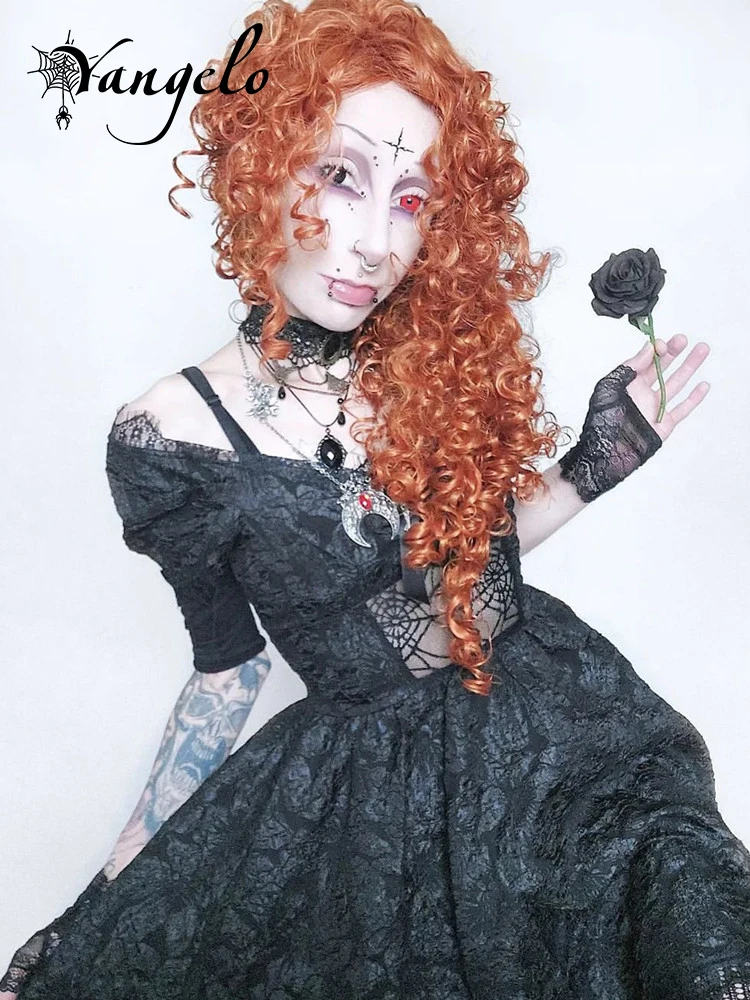 

Вечернее платье Yangelo на одно плечо, сексуальные кружевные вырезы, готическое элегантное ТРАПЕЦИЕВИДНОЕ ПЛАТЬЕ с завышенной талией для выпу...