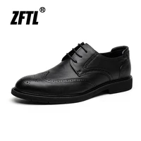 zftl mens brogue dress shoes genuine leather soft bottom and soft surface business england oxford shoes bullock shoes 2022 new