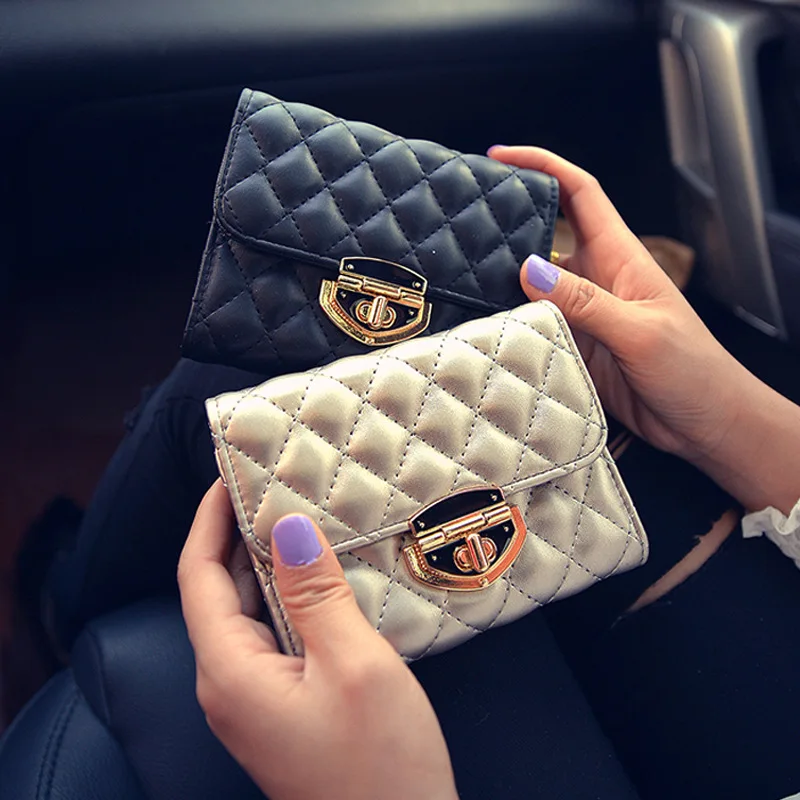 

Women's bag Korean version of Europe and the United States retro small purse diamond latching women's short wallet clip