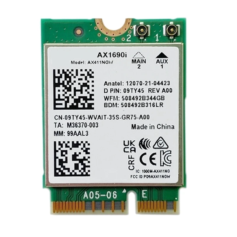 

AX1690I Wi-Fi карта AX411 Wi-Fi 6E скорость 2,4 Гбит/с Bluetooth беспроводной модуль, 1 шт.
