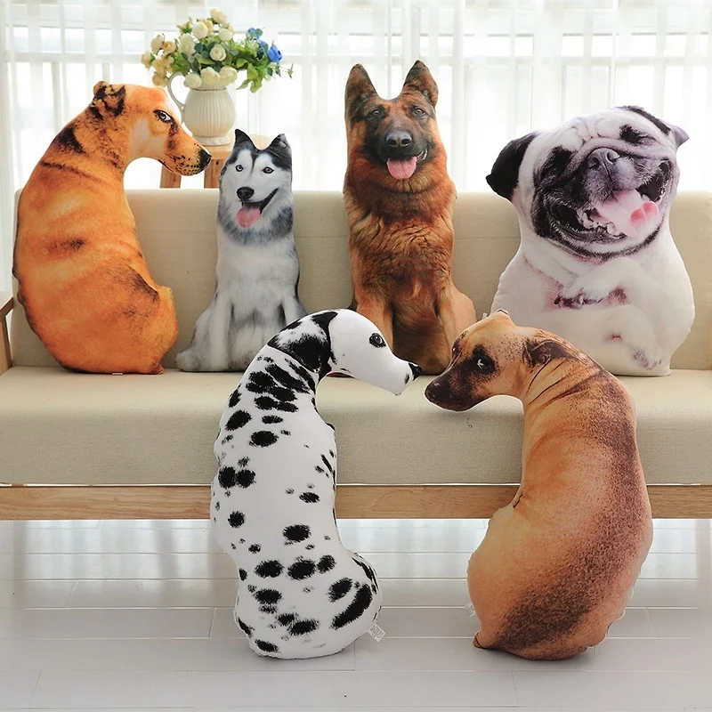 

3D Cute Bend Dog Printed Throw Pillow Lifelike Animal Funny Dog Head Cosplay Children Favorite Toy Cushion for Home