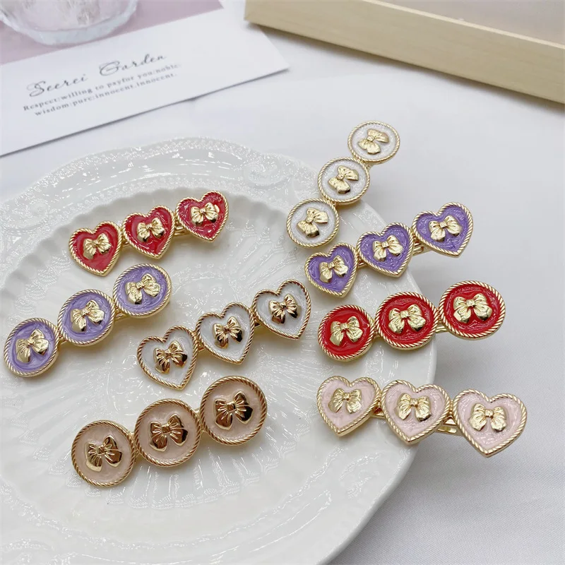 

2022 New Heart Round Shape Hair Clips for Woman Girls Bath Barrette Ladiy Fashion Headdress Accessory