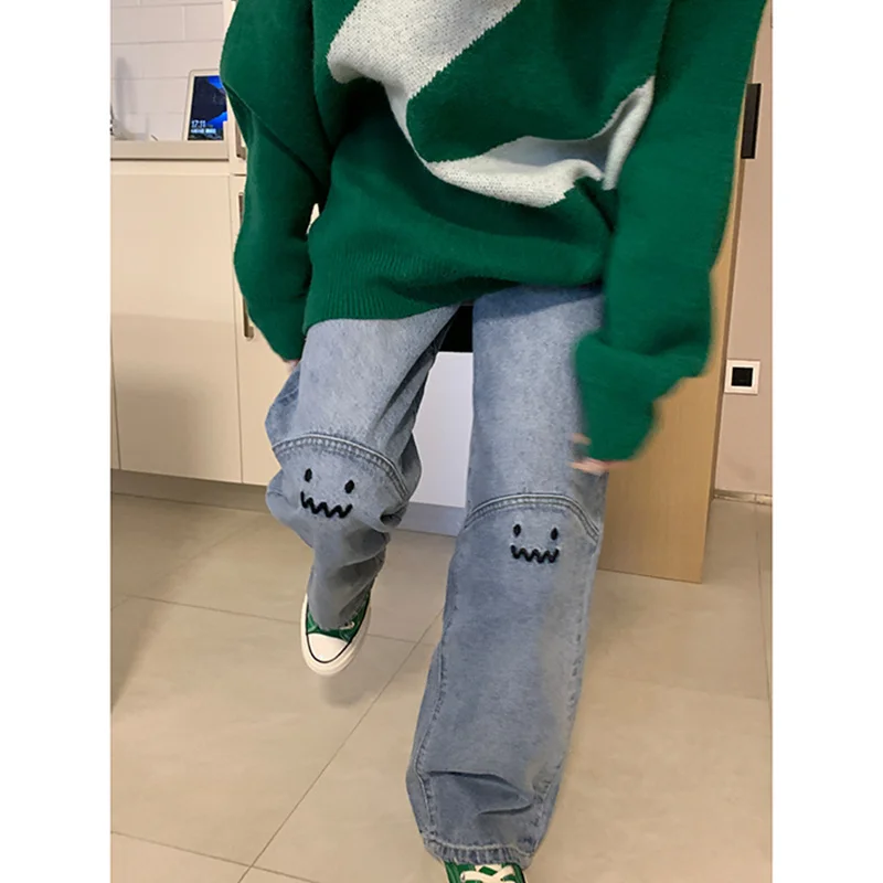 

2023Casual slim-fit pants, Plus Size Women's Jeans High Waist Straight Baggy Fashion Pants Streetwear Harajuku Vintage Casual F