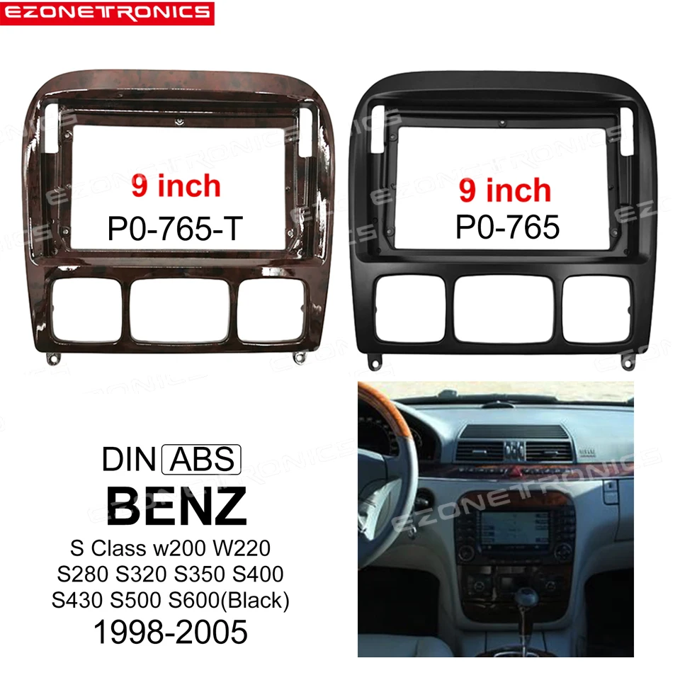 

9Inch Car Fascia For BENZ S Class W200 1998-2005Installation Trim Refitting Facia Adaptor Panel Kit Radio DVD Bezel Frame