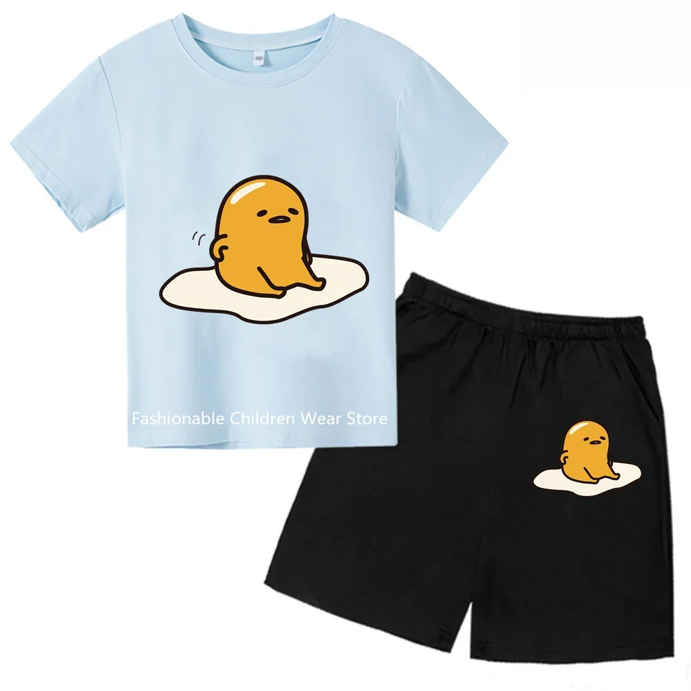 Gudetama 2024 модная коллекция с коротким рукавом-комплекты футболок для мальчиков и
