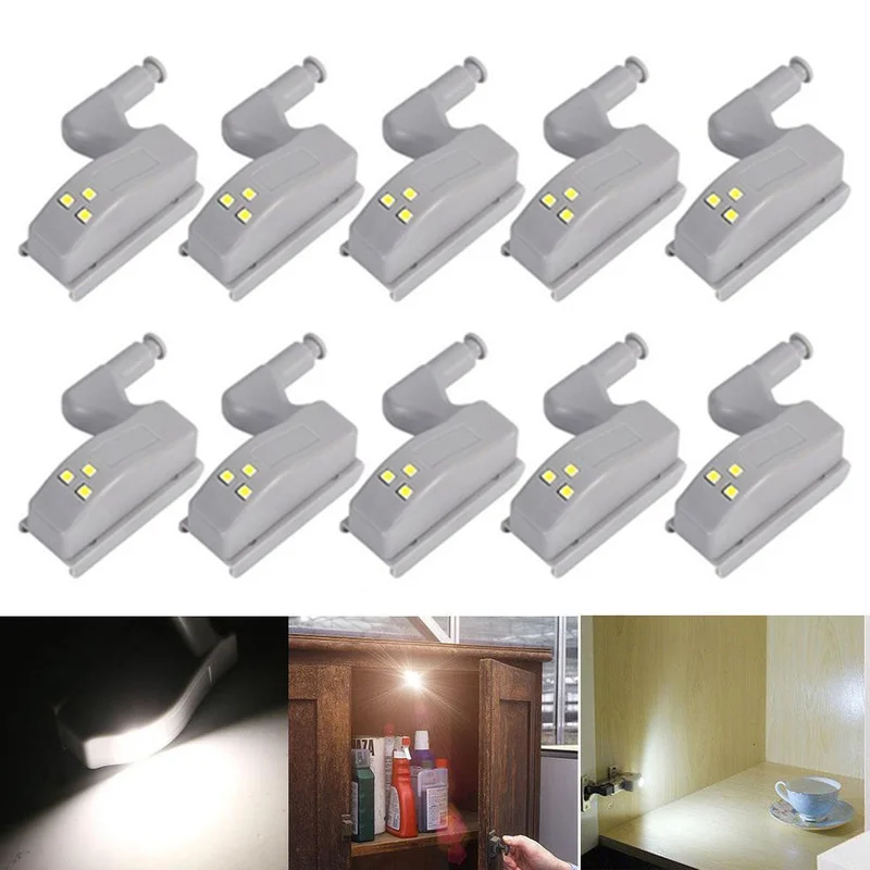 

10PCS Auto Sensor LED Inner Hinge Lamp Cabinet Induction Lights Wardrobe Cupboard Light Bedroom Kitchen Door Closet Night Lamp