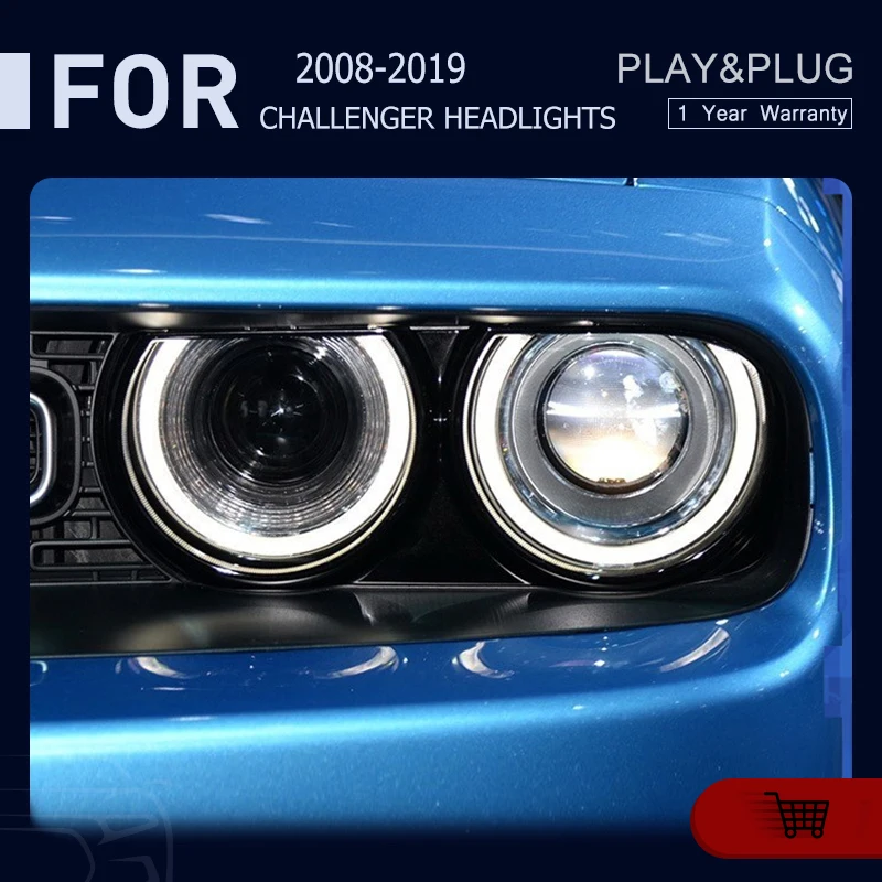 

Car Styling For 2008-2019 Dodge Challenger LED Headlights Hellcats DRL Turn Signal Projector Lens Automotive