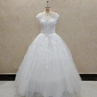 zj9099 2022 new gorgesous ball gown lace wedding dresses summer women dress for bridal gown customer made plus size