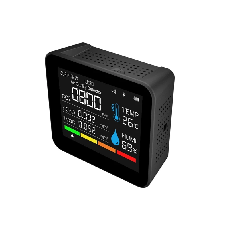 

Монитор качества воздуха BT 9 в 1, датчик времени и даты, CO2, TVOC, HCHO, PM2.5, PM1.0, PM10, датчик температуры и влажности, с поддержкой приложения для контроля, 1 шт.
