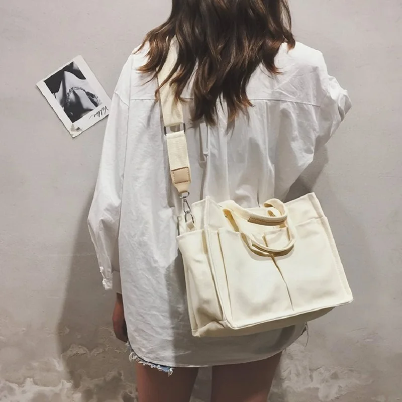 Women's Casual Canvas Tote Bag Shopper Simple Fashion Female Shoulder Bags For Women Travel Crossbody Ladies Designer Handbags