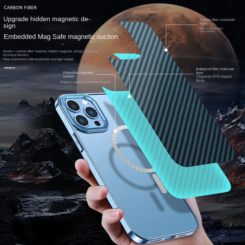 Kevlar carbonfiber phone case shell plating magnetic attraction is suitable for the high-end iPhone 14 13 12 11 Pro Max  Plus