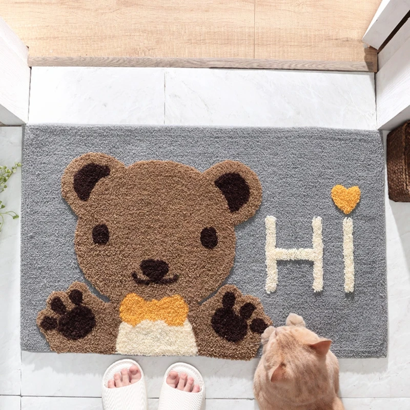 

Bath Mat Cute Frog Bear Shower Rug Luxury Shaggy Carpet High Absorbent Anti Slip