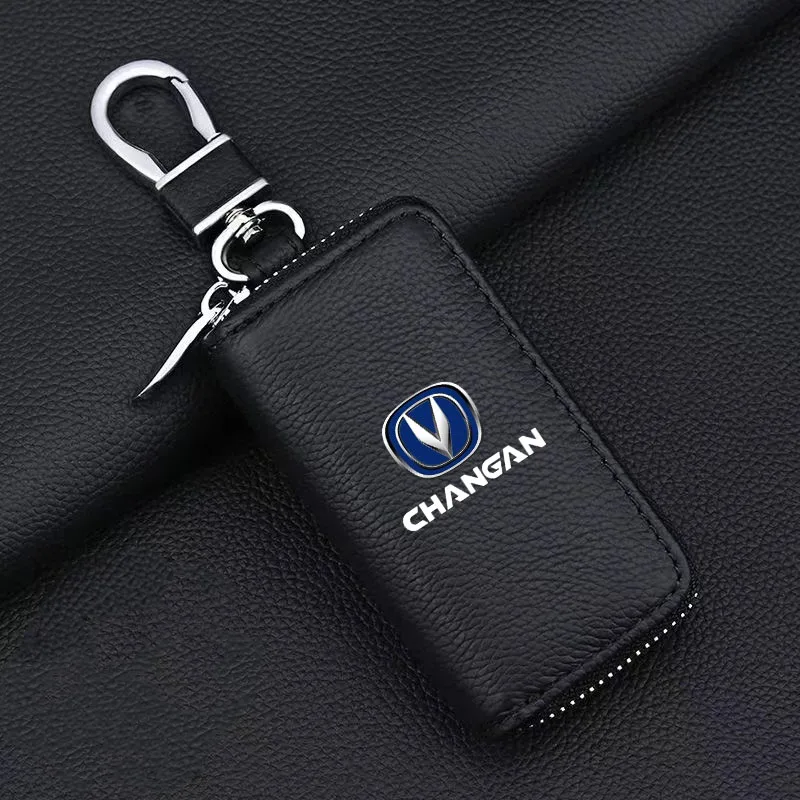 

For changan CS75 PLUS CS95 CS35 alsvin CS15 CS55 Eado Leather Car Key Holder Organizer Case Waist Zipper Key Bag Car Accessories