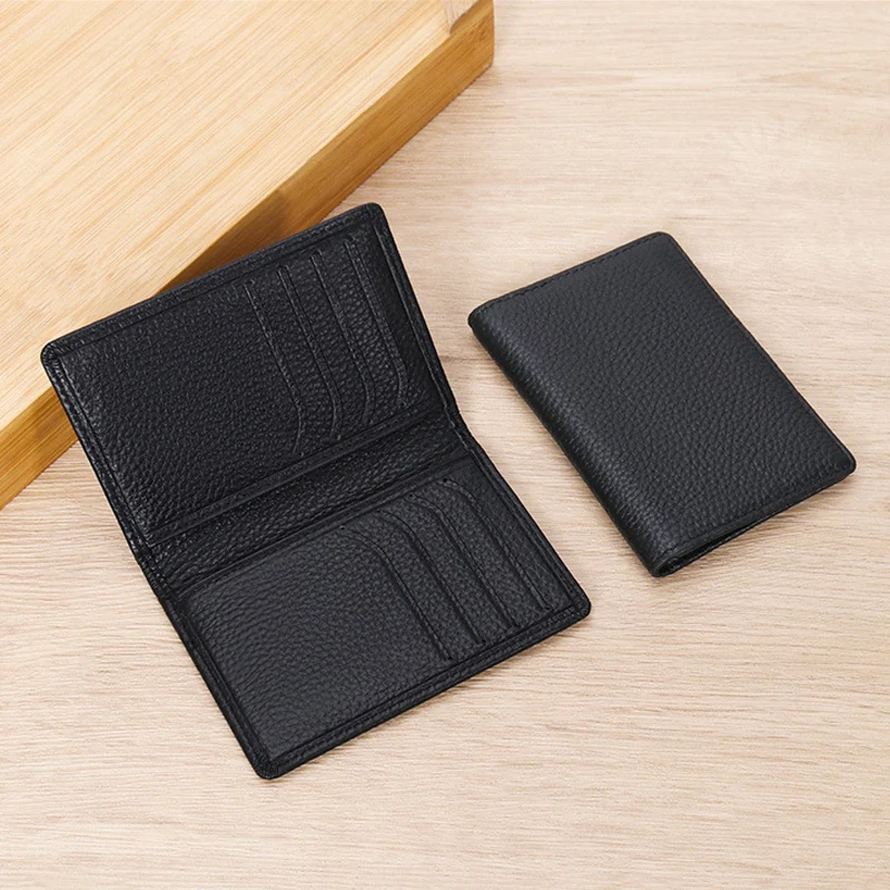 Ultra Slim Genuine Leather Card Holder Wallet for Men Thin Folding Bank Credit Card Holder Small Mens Wallet RFID ID Cardholder