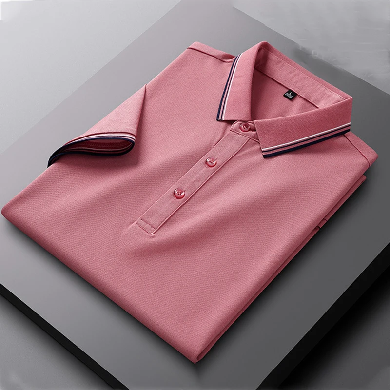 

2023 Summer New Cotton Short Sleeve Wrinkle Resistant Comfortable Leisure Breathable Business Solid Color T-shirt POLO Shirt Men