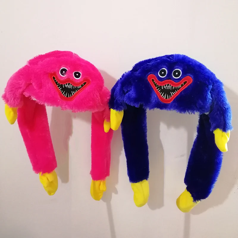 

New Huggy Wuggy Women's Hat Poppy Playtime Plush Toys Can Moving Hat with Earflaps Movable Cartoon Plush Dolls Kids Gifts