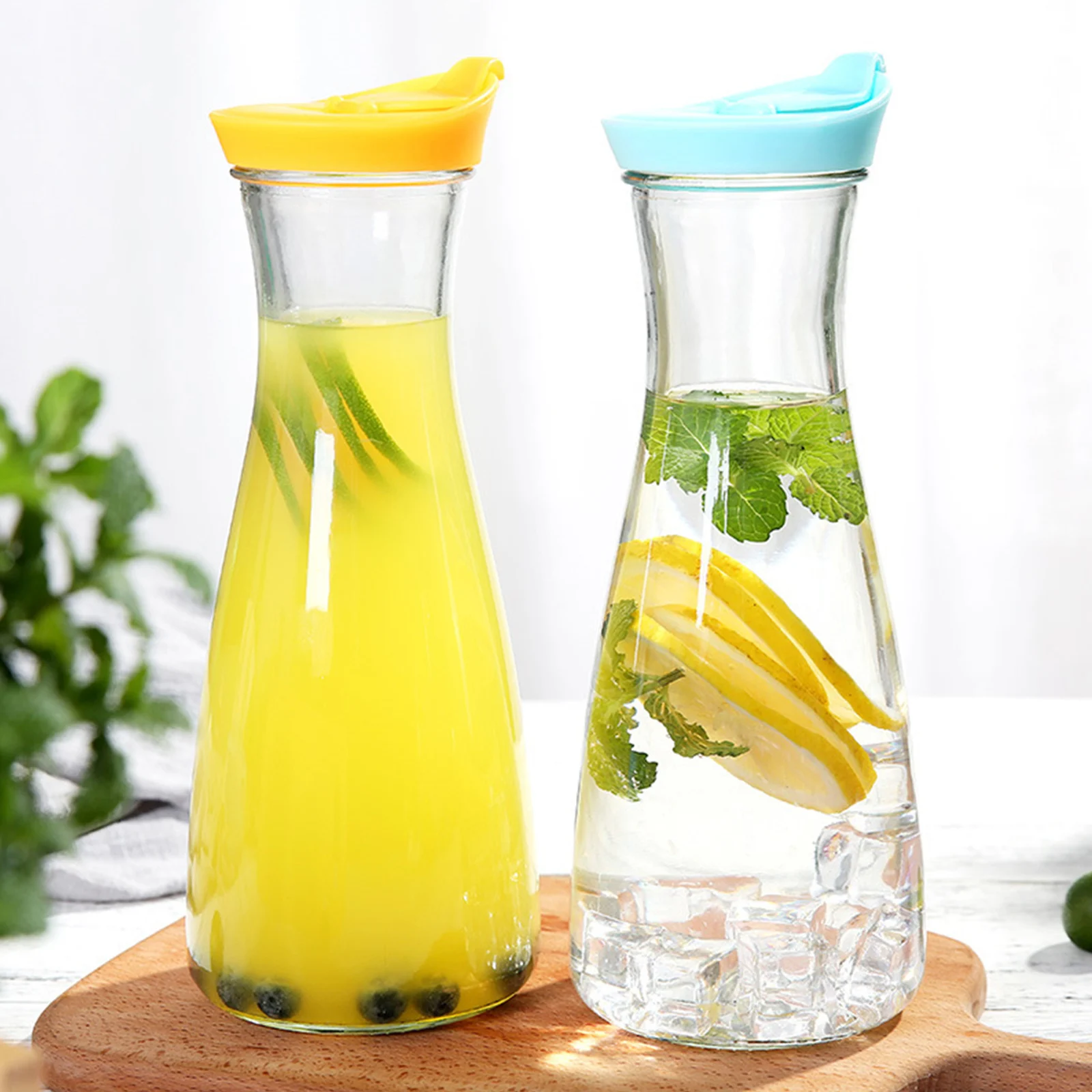 

Container With Lid Drink Bottle Beverage Home Glass Cold Water Large Capacity Durable Drinkware Juice Kettle
