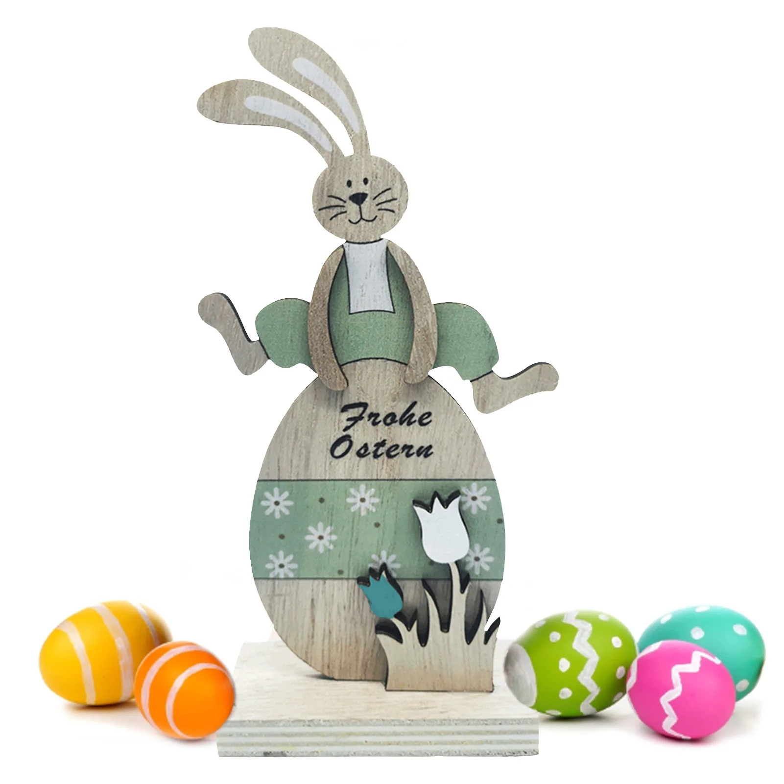 

Easter Wooden Bunny Rabbit Ornaments Happy Easter Tabletop Decorations For Home Easter Party DIY Craft Decor Pendant Kids Gift