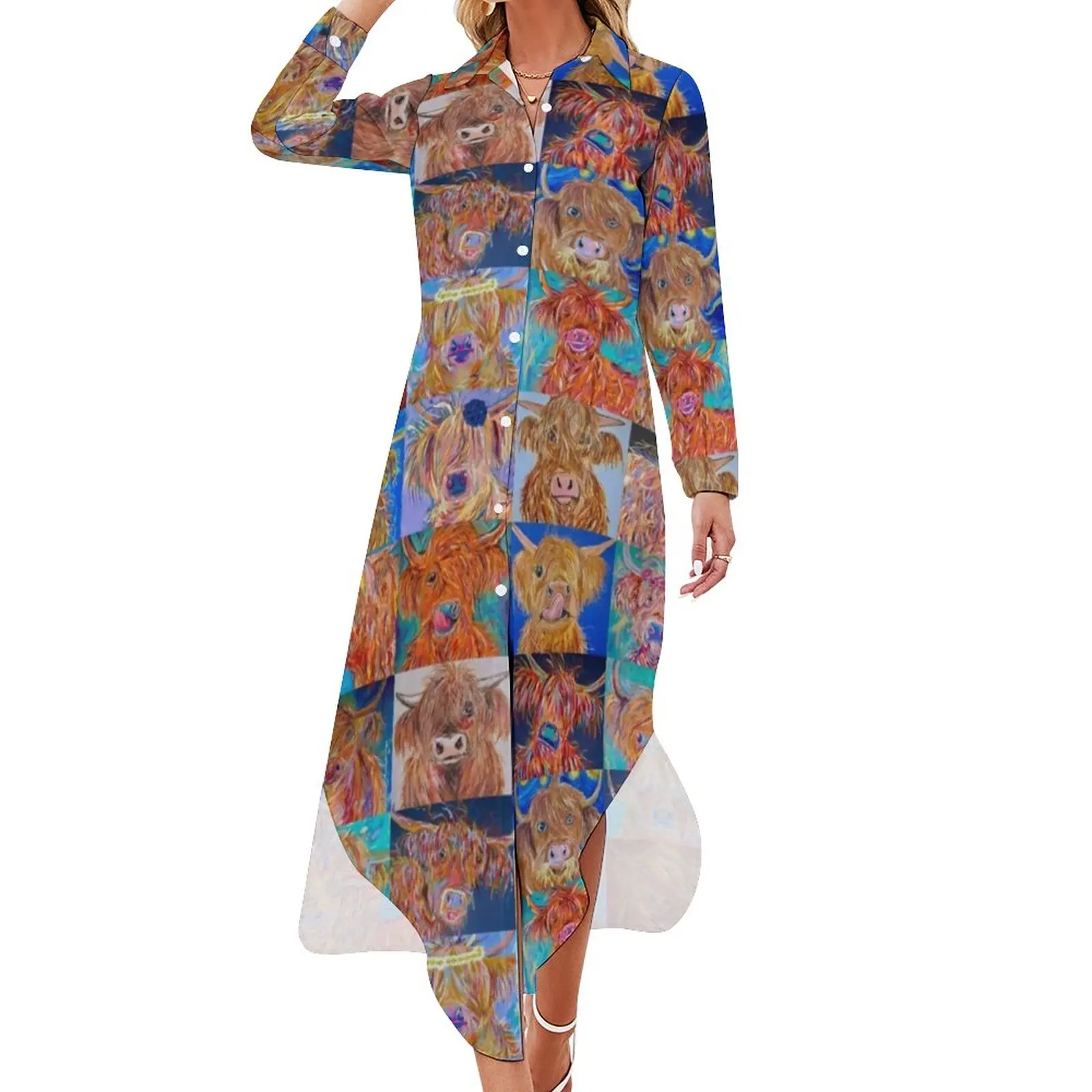 

Женское шифоновое платье с длинным рукавом, размеры до 6XL