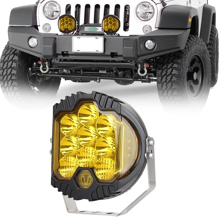 

1 PCS Wrangler's Headlights with Three Sides Emitting Gold Light 7 Inch LED 90W Automobile Refitted LED Working Lights