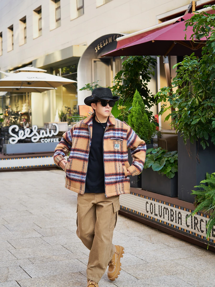 Cookawu2024 Осенне-зимняя цветная клетчатая стеганая хлопковая укороченная куртка на