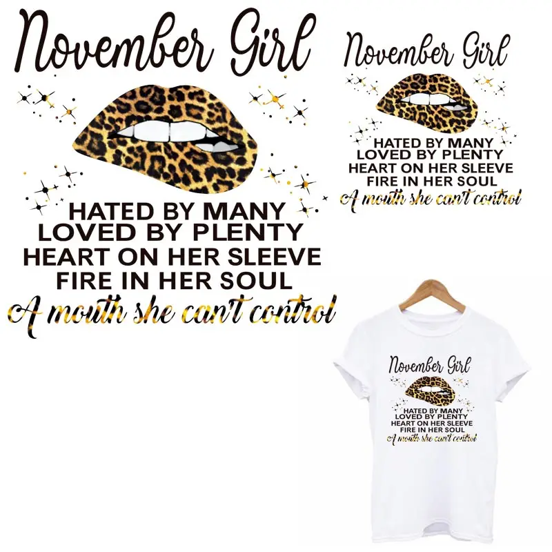 

DIY Washable Iron on Patches for Clothing Fashion Girl T-shirt Patch Sexy Leopard Lips Thermo Strips Sticker on Clothes Applique