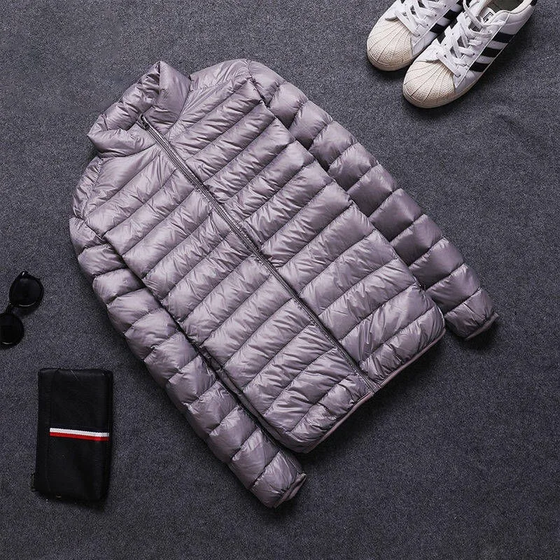 Trendy Lightweight Feather Cotton Hooded Men's Short Youth Large Size Winter Jacket with Stand Collar Coats for Men Ropa