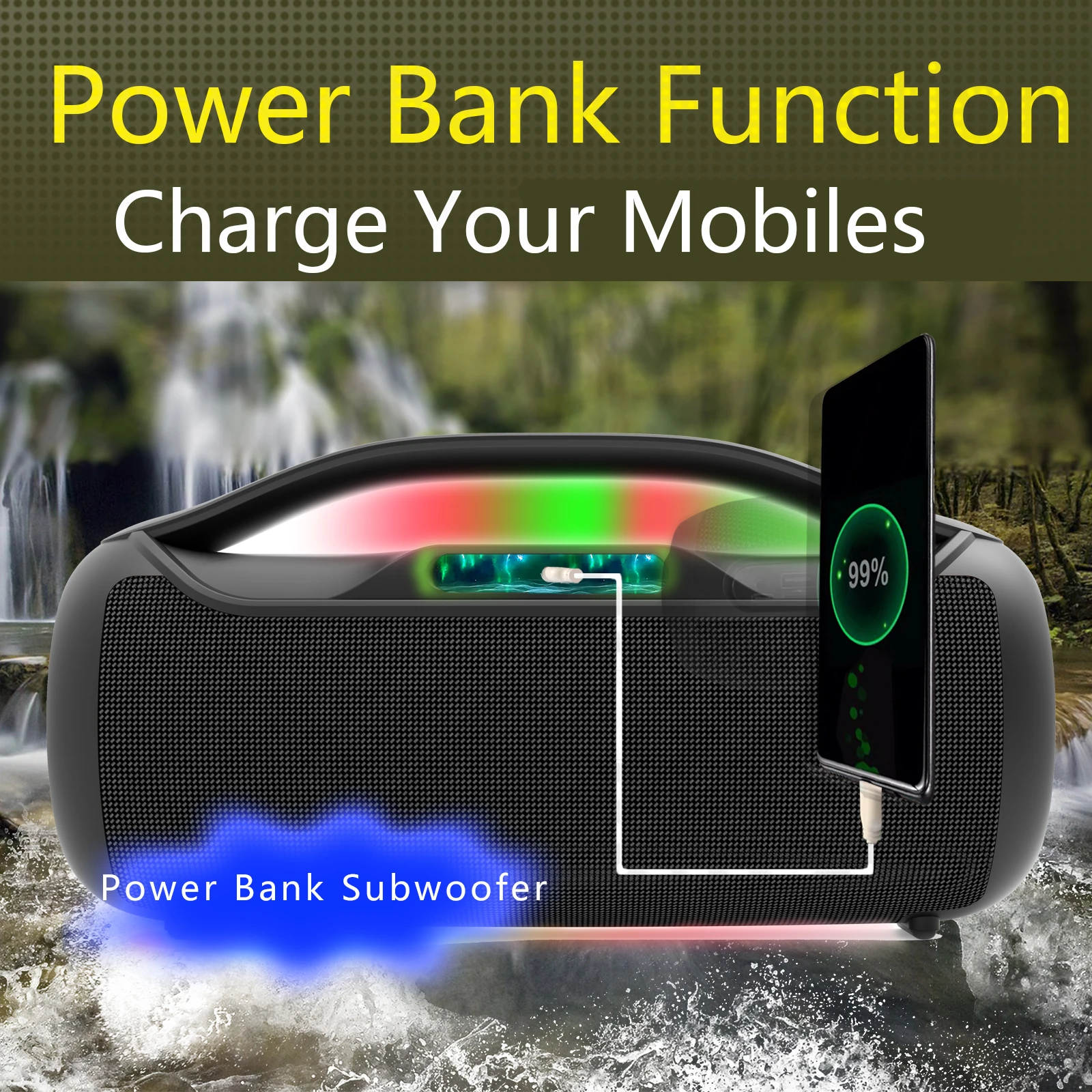 120W power audiophile subwoofer portable Bluetooth speaker square dance boom box stereo surround TWS Home theater sound system |