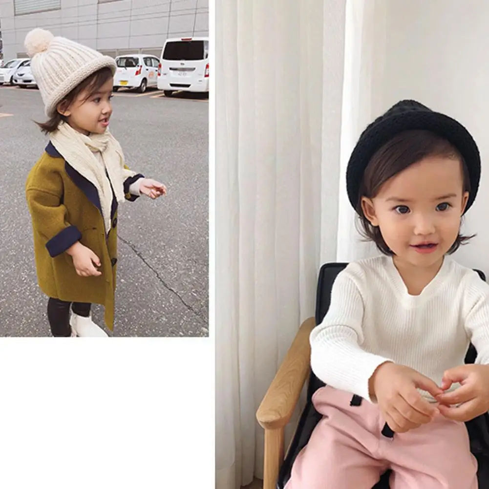 

Boys Girls Cute Pompon Kintted Hat Beanies Children Autumn Baby Knitted Caps Warm Color Hat Fashion Winter Winter Beanie X5k7