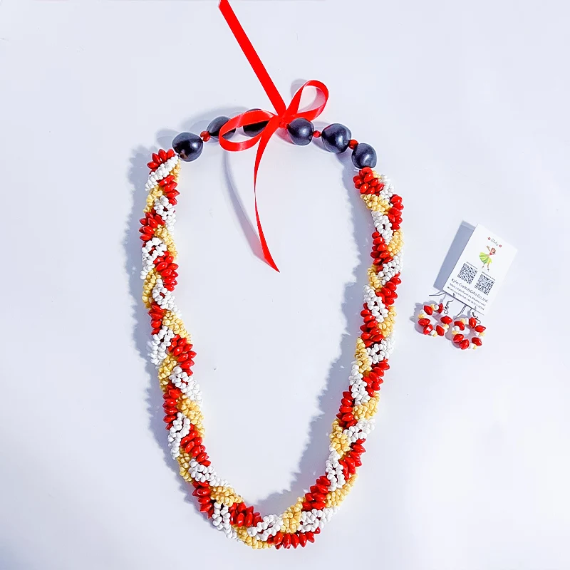 

2023 New Design Braided Red Lucky Seeds Mongo Shell Necklaces Accessories for Women Girl Charming Leis One Piece Free Shipping