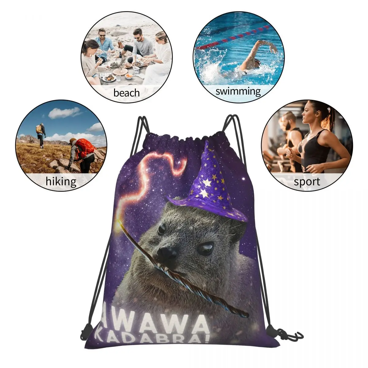 Фото Рюкзаки AWAWA KADABRA Rock Hyrax Wizard, многофункциональные спортивные сумки с завязками и карманами, сумки для книг для мужчин, женщин, студентов №5